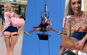 Teenage Blonde Sky Pierce Flashes Her Muff In Public Before Having POV Sex