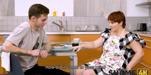 SHAME4K Boy Offers The Mature With Red Hair Sex And She Cant Refuse It