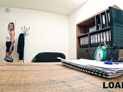 Slutty Babe With A Nice Shaved Pussy Lets A Loan Manager Stuff Her Wet Hole Right In His Office