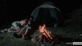 American Schoolgirl Has Romantic Sex By The Night Fire