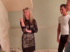 Dazzling Euro Blonde Babe Enjoying Three Cocks In Gangbang