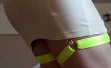 Redhead Co Ed Slowly Strips To Lingerie While Cleaning Her R