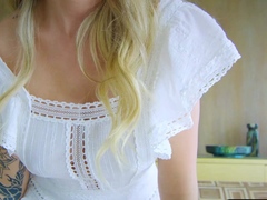 Busty Petite Blonde MILF Bombshell Strip