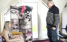 Horny Grandpa Wants That Blonde Pussy So Bad
