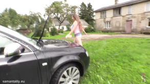 Busty Amateur Milf Washes My Car