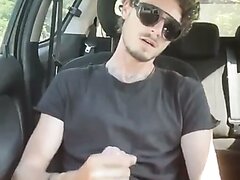 Straight Guy Jerking Off His Big Cock In The Car