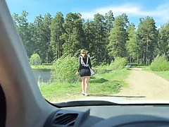 Russian Schoolgirl Gets Her Pussy Fucked In The Car Before Her Summer Holidays