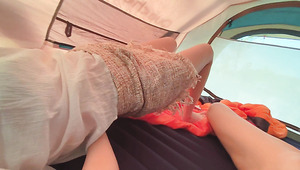 Young Chinese Couple Have Sex In A Tent In The Park