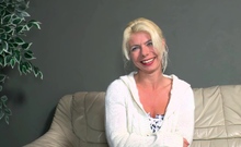 German Mature Blonde Does First Solo Casting And Masturbates