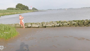 Skinny German Blonde Got Fucked On A Beach Shore