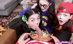 Slutty Trio Gets Caught Stealing Candy